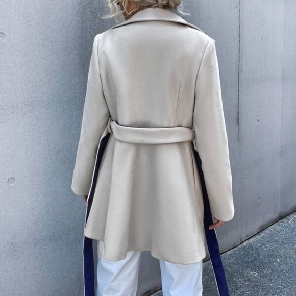 Beige Business Classic Double Breasted Lapel Neck - Picture 6 of 10